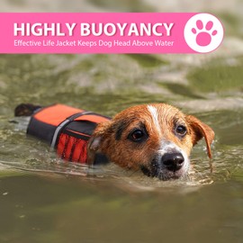 Queenmore Small Dog Life Jacket, Adjustable Pet Life Vest for Small and Medium Dogs with High Buoyancy, Rescue Handle, Reflective Bands for Boating, Canoeing, Swimming