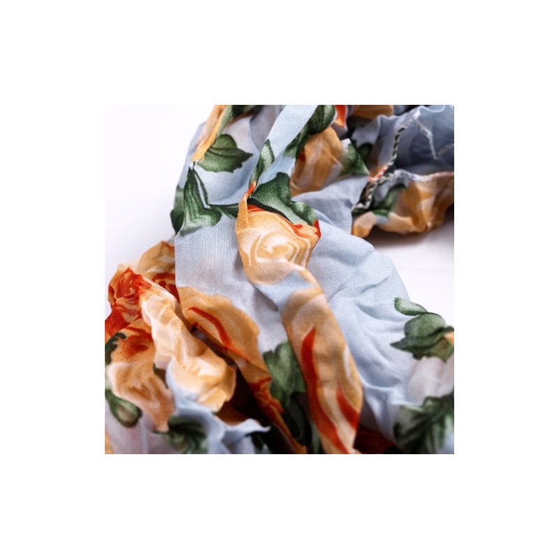 Elegant Featherweight Roses Floral Scarf, Gray