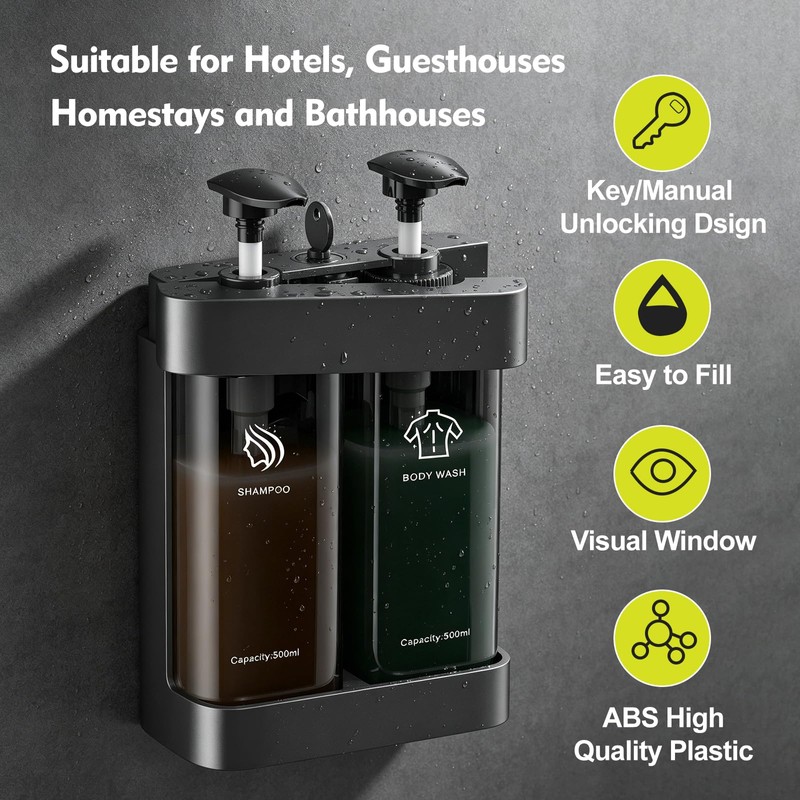 Refillable ABS Wall Mount Shower Soap Dispenser for Shampoo