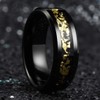 King Will NATURE Mens 8mm Black Tungsten Carbide Wedding Ring