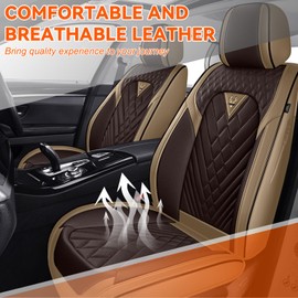 YQYW Car Seat Covers Fit for Lexus CT 200h 2011-2017,2 Seat Comfort Non-Slip Seat Cover Airbag Compatible,Waterproof Leather Seat Covers(Standard 2 Seat,Beige Coffee)