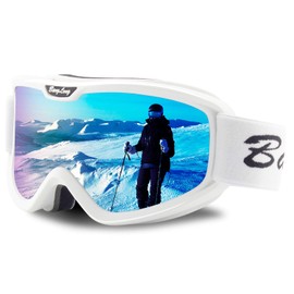 BangLong Ski Goggles Snowboard Goggles for Glasses Wearers Men Women Snow Goggles OTG UV Protection Anti Fog Ski Goggles for Winter Sports, Skiing, Skating, white