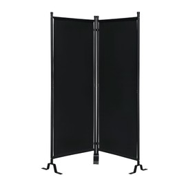 Proman Products - Galaxy II Section Divider, Water Repellent Fabric Room Divider with Black Powder Coated Metal Frame for Indoors or Outdoors, Small 50.25” Width (Black)