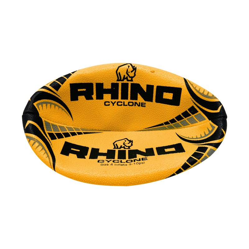 Rhino Cyclone XV Training Rugby Ball, Fluo Orange, Size 4