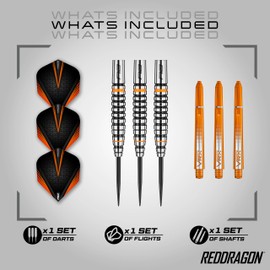 RED DRAGON Amberjack 14: 27g Tungsten Darts Set with Flights and Shafts (Stems)