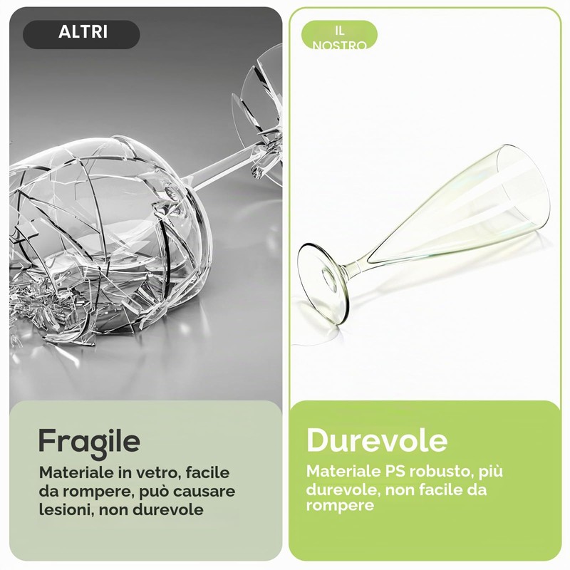 Cozary 5 Pezzi Flute Plastica 155ML, con 1 tazza manicotto,