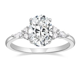 TIGRADE 3CT Engagement Ring Oval Cut Cubic Zirconia Marquise Round CZ Eternity Wedding Band for Women Size 3-12, Silver, Size 6