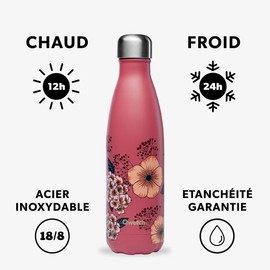 Qwetch - Isothermal Anemone Bottle 500 ml - Stainless Steel Travel Bottle - 24 Hours Cold and 12 Hours Hot - Waterproof, BPA Free & Reusable - Insulated Water Bottle for Sports, Travel, Office, Hiking