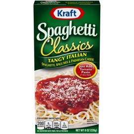 Kraft Spaghetti Classics Tangy Italian Easy Pasta Meal with Spaghetti, Spice Mix & Parmesan Cheese, 8 oz (Pack of 3)