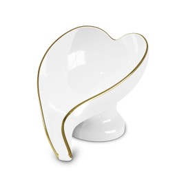Heart-Shaped Soap Dish Ceramic, Self Draining, Sponge Tray, Valentines Gift, Quick Drainage, Bar Soap Holder, Soap Tray, Bathroom and Kitchen Sink, Abstract Products (White)