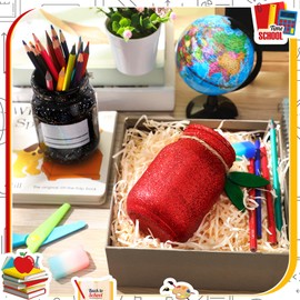 Funnymoom 2 Pcs Christmas Teacher Appreciation Gift Mason Jar 17 Oz Christmas DIY Pencil Holder Teacher Desk Organizer for XmasTeacher School Table Decoration(Classic)