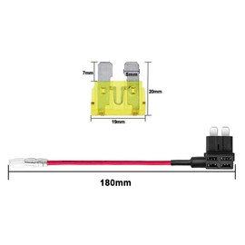 Aiqeer 5 Pieces 12V / 24V Medium Add-a-Circuit Fuse Taps, Car Piggy Back Fuse Holder with Wire Harness, Free 15 Pieces Standard Blade Fuses and Fuse Puller (Butt Terminal)