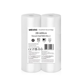 Wevac Lite 2 Pack 28cmx600cm Vacuum Food Bags, Rolls Food Vacuum Sealer Bags Commercial-Grade, Leakproof for Long-Term Food Storage and Sous Vide (Total 12m)