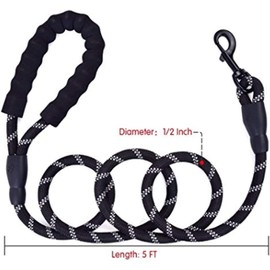 YSNJXL Strong Nylon Dog Leash Rope with Comfortable Padded Handle Training Lead for Medium and Large Breeds Dogs - Heavy Duty 5ft Long