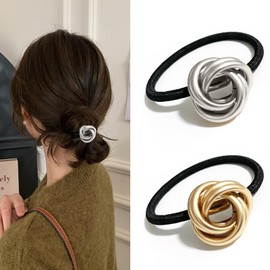 Fuyunohi Hair Rubber for Adults, Stylish, Hair Accessories, Non-marking Hair Band, Set of 2, Gold, Simple, Hair Accessories, Silver, For Adults, Stylish, Korean Accessories, Buns, Stylish, Hair