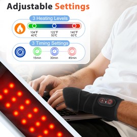 Cordless Heating Pad for Arm Elbow Wrist Leg Pain Relief, Red Light Knee Ankle Heating Pads, Heated Elbow Brace Wrap Heating Pad for Arm, Wrist, Tennis Elbow, Leg with 3 Heating Levels