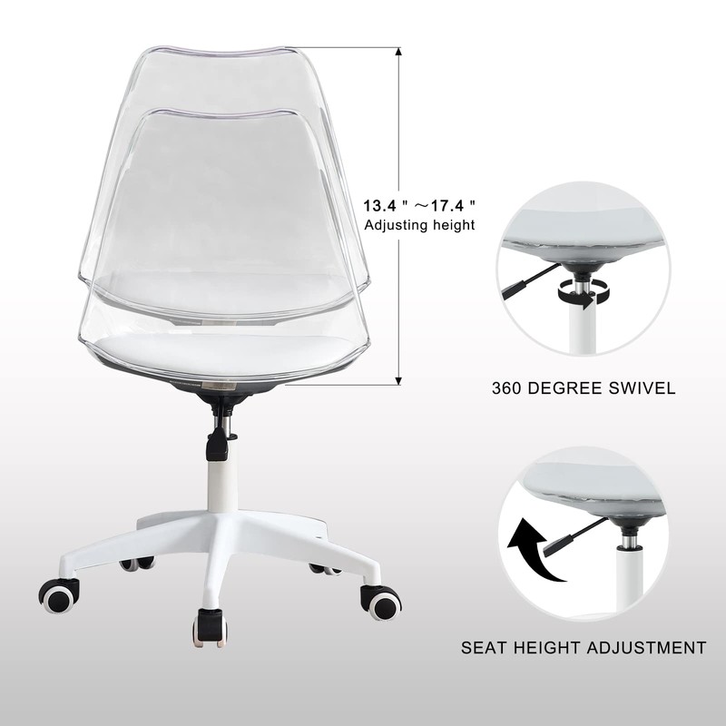 Ebullient Acrylic Clear Desk Chair Modern Home Office Ghost Chairs