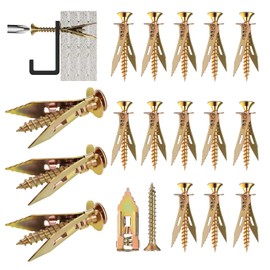 100 Pcs Self Drilling Drywall Anchors with Screws Kit, Zinc Plated Steel Wall Anchors and Self Tapping Screws Heavy Duty, No Drill Or Holes in Wall, for TV, Shelf Straps, Bike, Cabinets