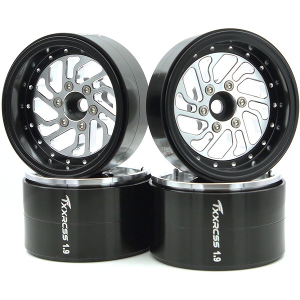 TxXrcss RC 1.9 Inch Beadlock Wheels Rims Hex 12mm Aluminum