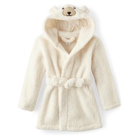 Gymboree,Soft Fuzzy Sleepwear Hooded Bathrobe,White Polar Bear,Large (10/12)