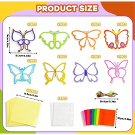 iPaint 24PCS Spring Crafts Bulk: Paper Flower Suncatchers Craft Kits Butterfly Theme Shaped Stained Glasss Efferct Paper Kits Home Decoration Gift Create Art Project & Party Favor