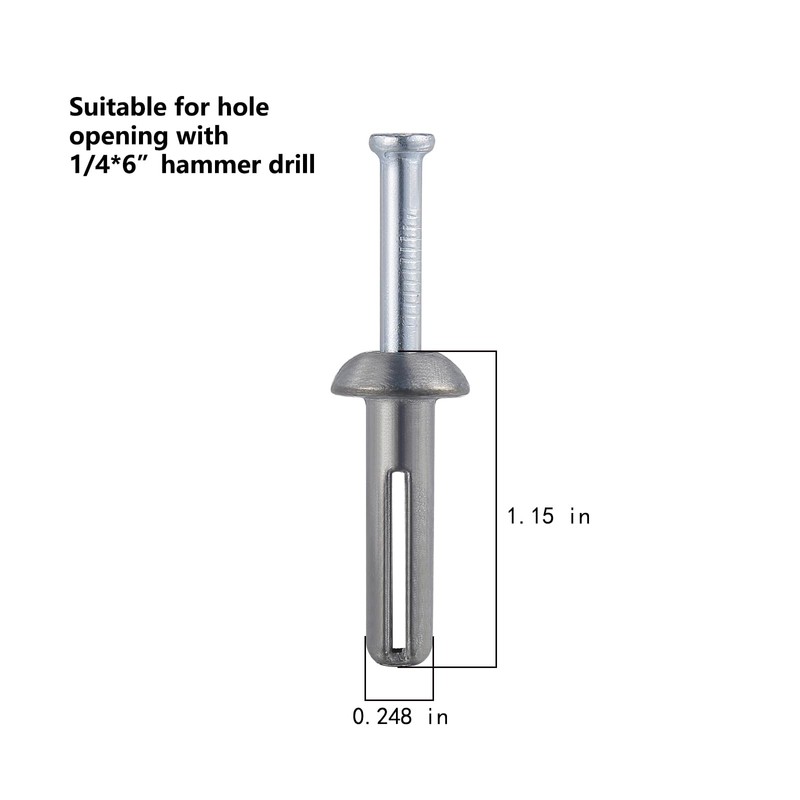 Wensilon 1/4x1 Hammer Drive Nail in Anchor (100pcs per Box)