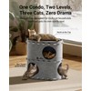 DownyPaws Cat House for Indoor Cats, 2-Storey Foldable Cat Bed