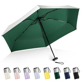 LEAGERA Mini Umbrella For Purse - UPF 50+ UV Blocker Sun Protection Umbrella, Small Micro Travel Parasol Design for Women, Dark Green