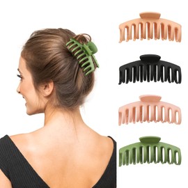 Pack of 4 Large Plastic Non-Slip Hair Clips for Women, Firmly Attached and Used for Long Hair by Women and Girls
