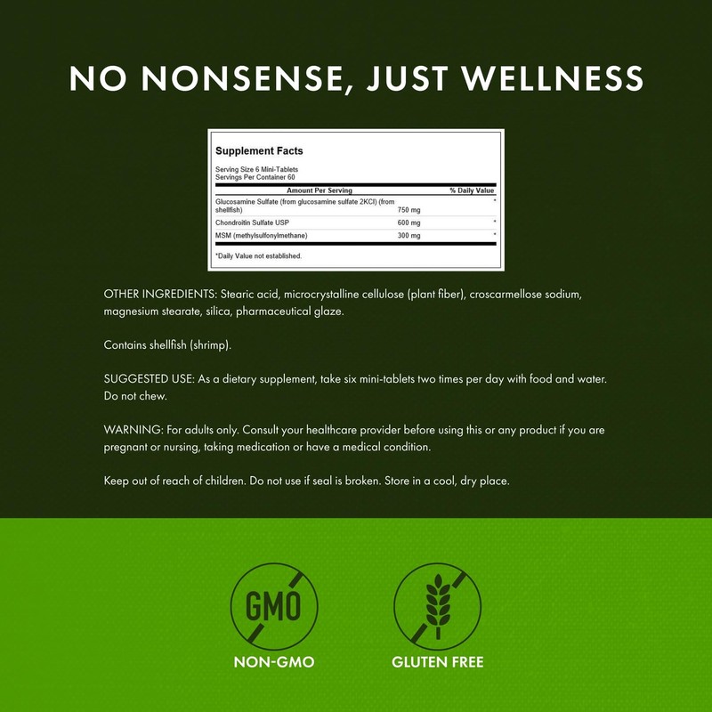 Swanson Mini-Tabs Glucosamine Chondroitin & Msm Joint Mobility Flexibility Comfort