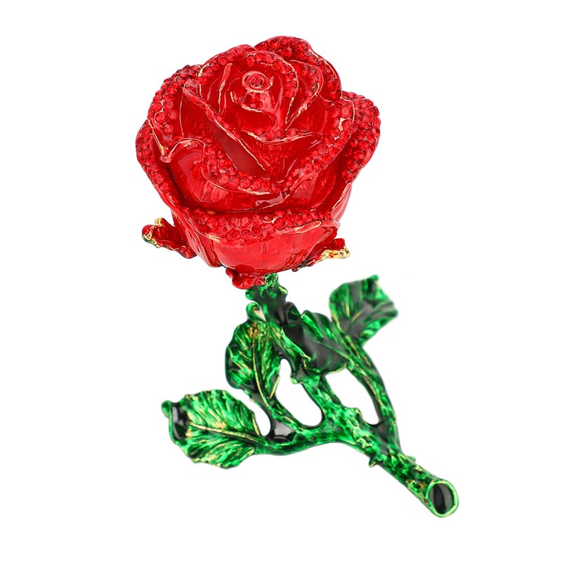 Jewelry Box Rose Shaped Rhinestone Delicate Retro Ring Earring Storage