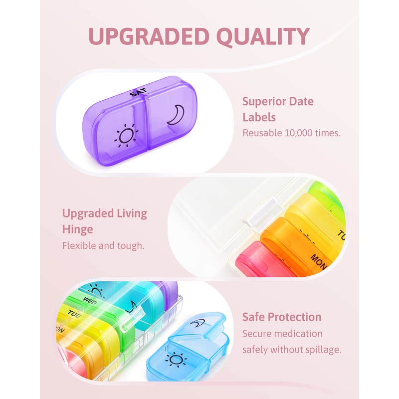 FEATY Weekly Pill Organizer 2 Times a Day with Same-Side