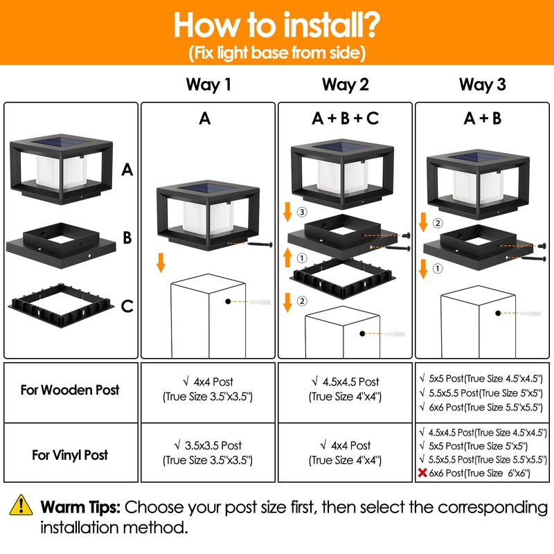 Mlambert 8 Pack Solar Post Lights, 4x4 6x6 Wooden Vinyl