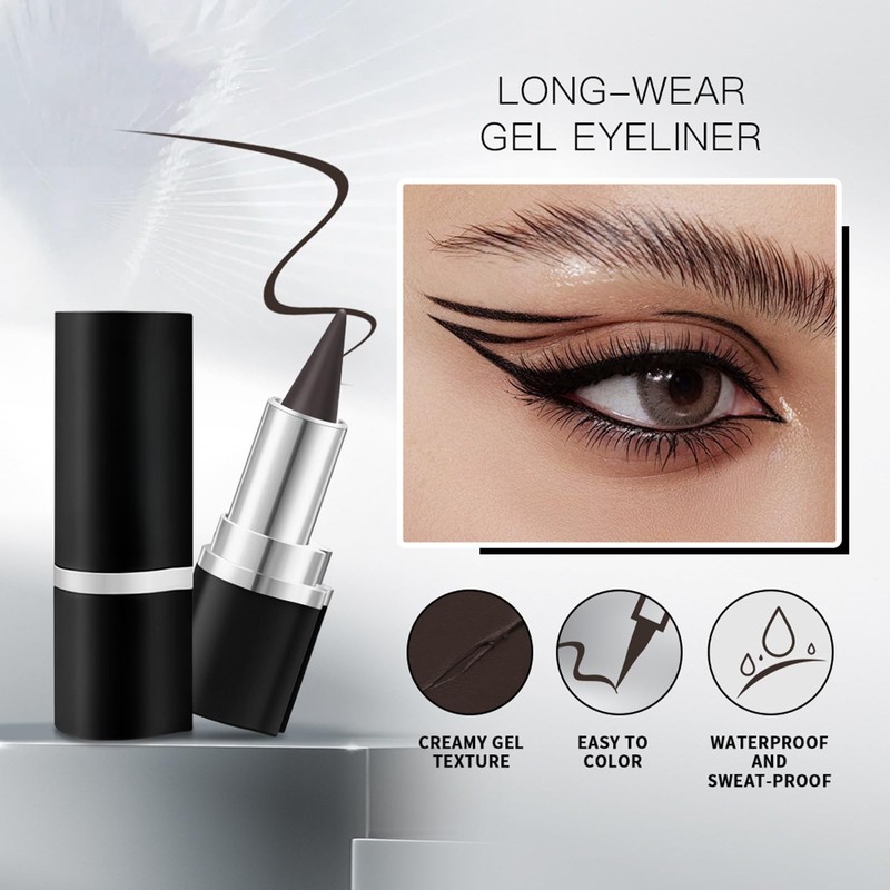 Black Eyeliner Pencil - Waterproof Smudge Proof Gel Eyeliner Pen