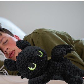 TA&MA How to Train Your Dragon - Black Night Dragon Inspired by Toothless - Cuddly Toy & Stuffed Toy - Various Models & Sizes - Soft Plush Toy for Children & Fans (Lying 30 cm)