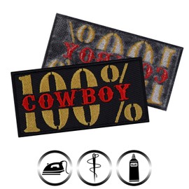 Cowboy 100% Cowboy Wild West Iron-On Patch Texas Patch USA Iron-On Transfers Western Country Rockabilly Gift Application for All Fabrics 100 x 50 mm