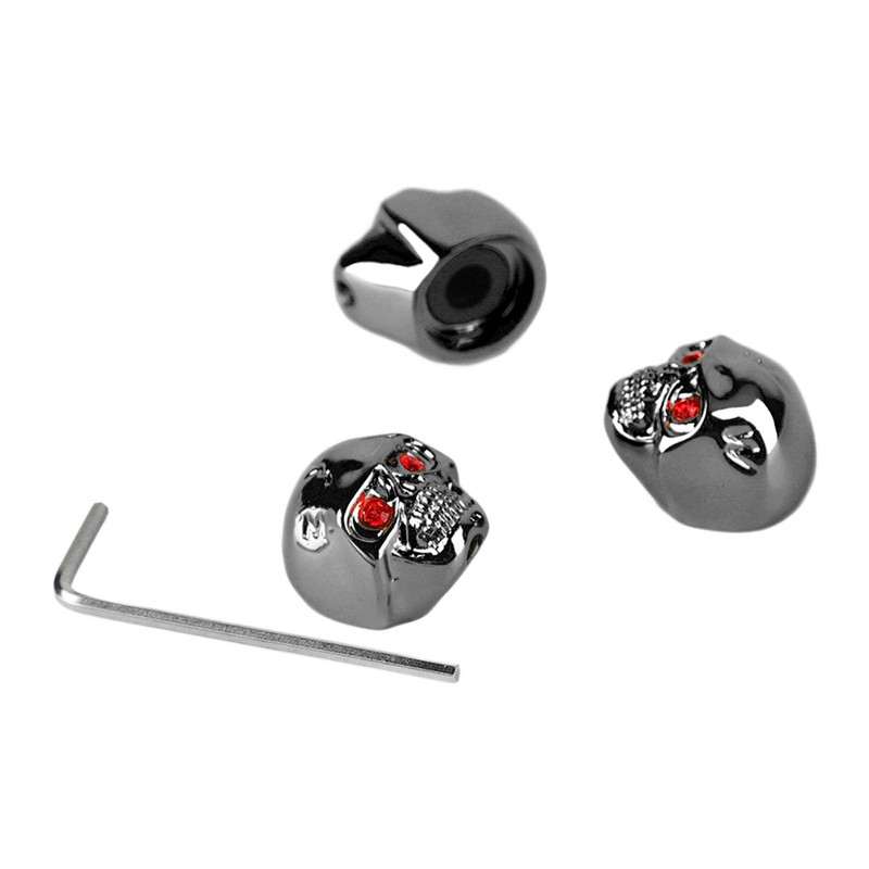 3Pcs Electric Guitar Skull Knobs Metal Volume Tone Head Cap