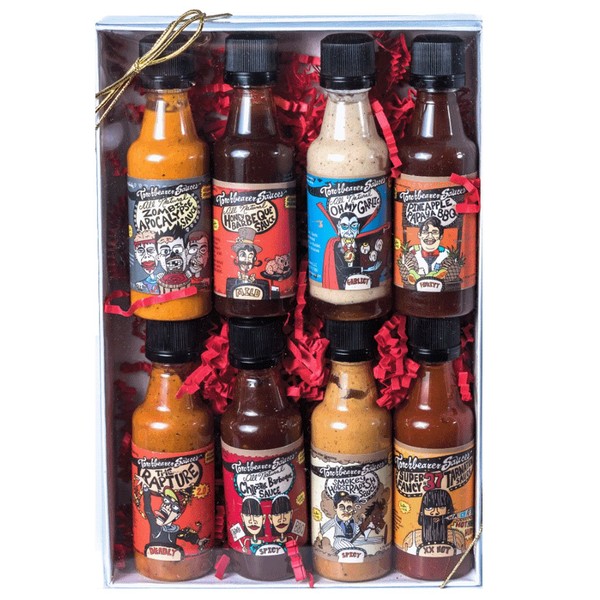 Torchbearer Sauces Variety Gift Box of Minis, 8 ct of 1.8 oz Bottles - All Natural, Vegan, Extract-Free, Made in USA