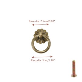 Savagrow 6pcs Antique Brass Drop Ring Pulls Vintage Round Pull Ring for Drawer Cabinet, Bronze (3cm)