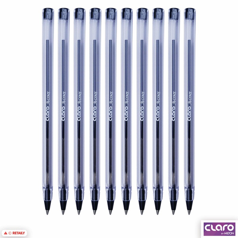 CLARO A-one Ballpoint Pens, BLACK, Medium Point (1.0mm), Pack of