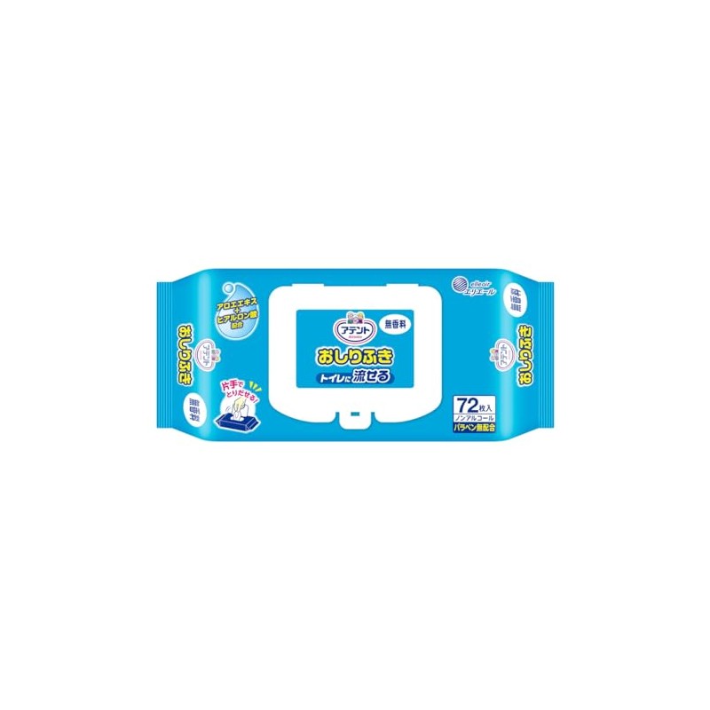 [Bulk Purchase] Tent Flushable Wipes Unscented, 72 Sheets, 7.1 x