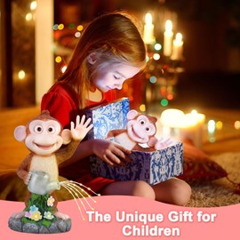 ChlinHuoho Monkey Statue Solar Garden Decor, Animal Figurine Lights, Birthday Gifts for Kids, Women, Gifts for Mom Grandma Senior Elder, Outdoor Monkey Ornament for Balcony, Garden, Patio, Yard, Lawn