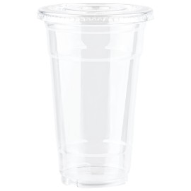 [100 Sets - 24 oz] Plastic Cups With Lids Clear Cups, Disposable Cups With Lids | Ice Coffee Cups with Flat Lids