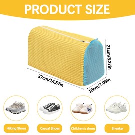 Mecmbj Shoe Wash Bag Washing Machine, Pack of 2 Wash Bags Shoes with Zip, Reusable, 360° Cleaning Lint, Shoe Washing Bag for Washing Machine and Dryer (Yellow, 37 x 18 x 21 cm)