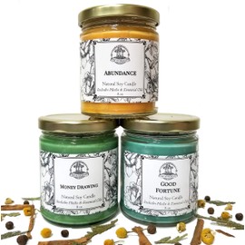 Money Candle Spell Set | Abundance, Prosperity, Success & Wealth Rituals | Handmade with Herbs & Essential Oils | Wiccan, Pagan & Magick Conjure