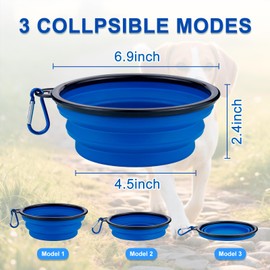 3 Pack Collapsible Dog Travel Bowls, 22oz Large Foldable Dog Water Bowls Portable Pet Food and Water Bowl with Clasp for Traveling Walking Hiking (3 Colors)