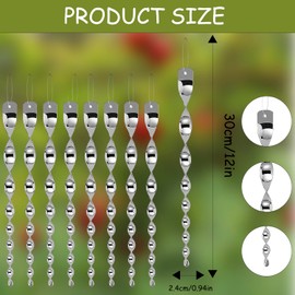 ALLY-MAGIC Reflektierende Vogelschreck, 8 Stück Silber Vogelschreck, 30cm Windspirale Vogelabwehr Windspiel, Vögel Vertreiben für Garten Dach Fensterbank Balkon E21-LXQNB