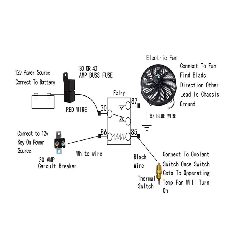 3/8 Inch Electric Cooling Fan Wire Harness Kit 185 On