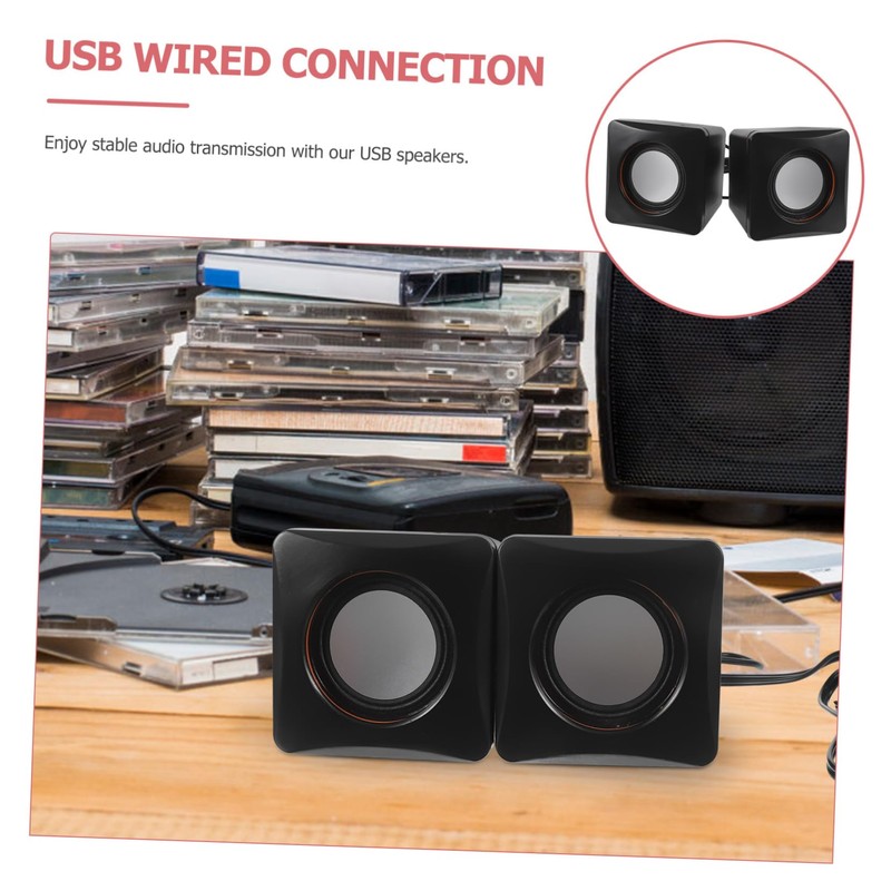 Operitacx 1 Pair Portable Desktop Speakers with Strong Bass for