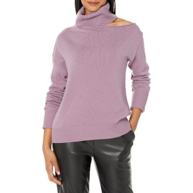 PAIGE Women's Raundi Sweater with turle Neck, Shoulder Baring in Muted Mauve, L